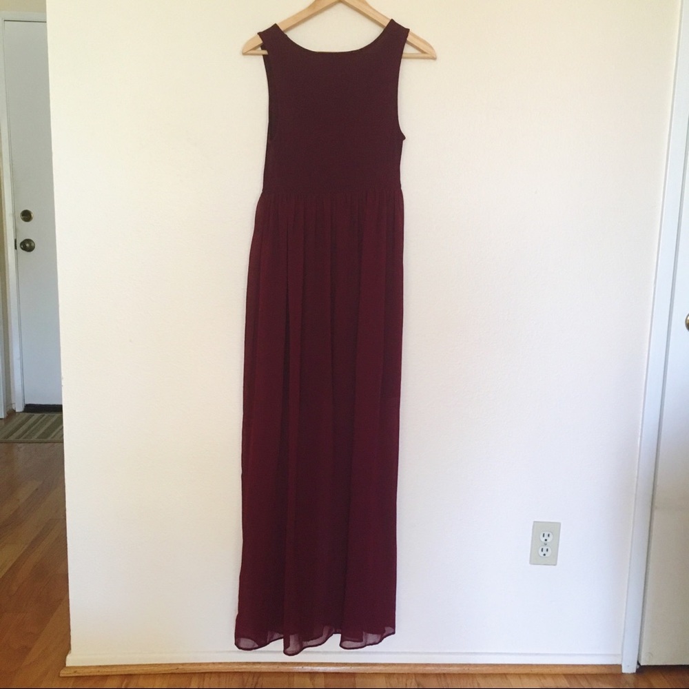 Maroon/oxblood maxi chiffon dress